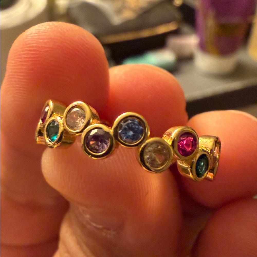 Elegant Multi-Color Gemstone Gold Ring - Picture 3 of 7
